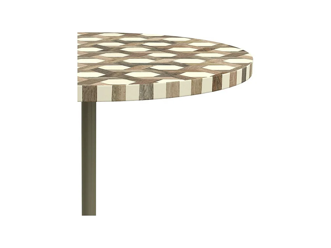 Table d'appoint ronde en bois de manguier et résine  D45 cm - Slimi