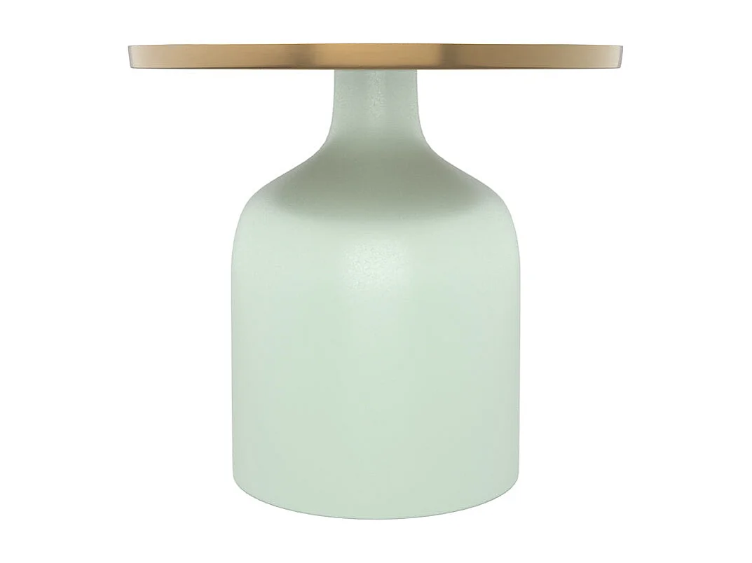 Tavolino rotondo in metallo verde acqua e ottone D44,5 cm - Lyne