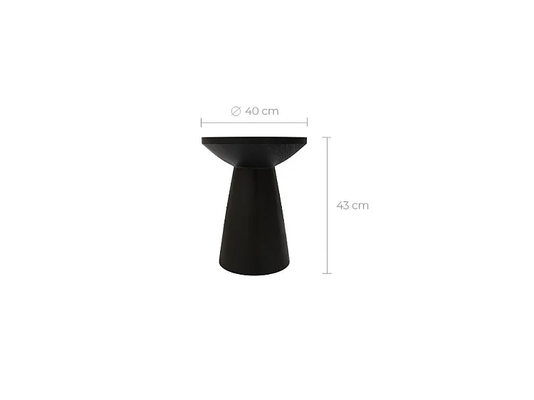 Tavolino nero in legno di suar D40 cm - Lowa