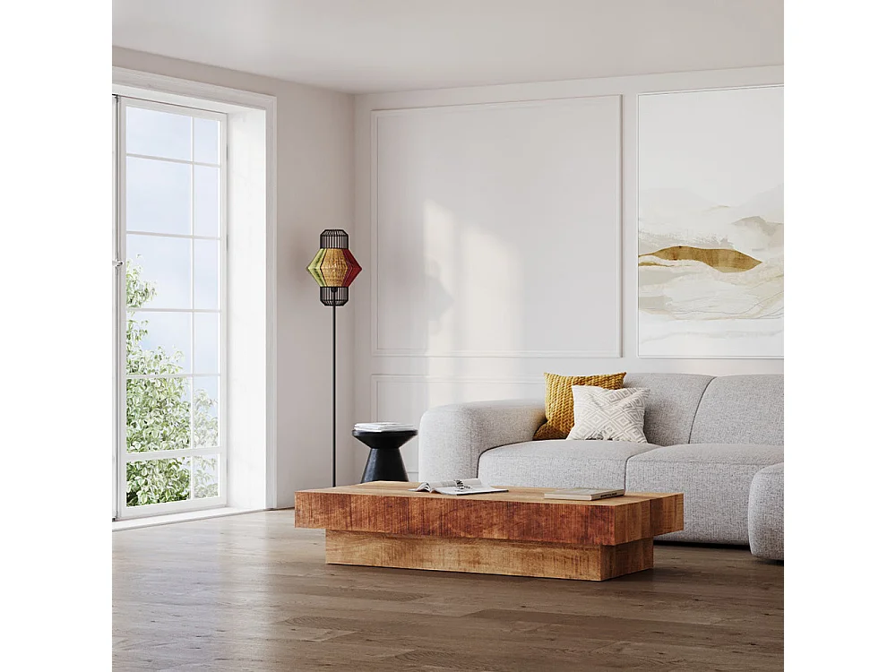 Tavolino nero in legno di suar D40 cm - Lowa