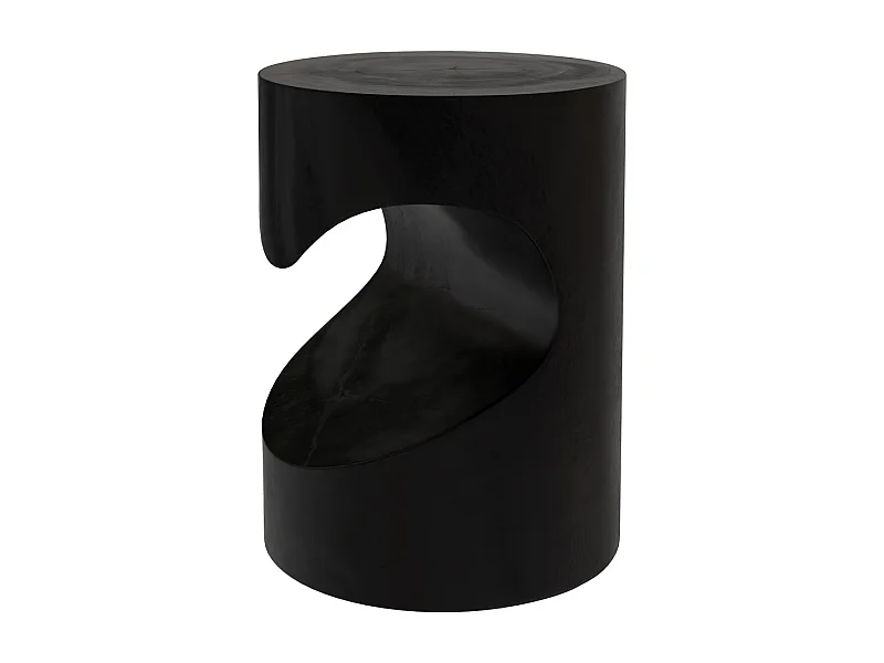 Mesa auxiliar en madera de suar negra D35cm - Chowi