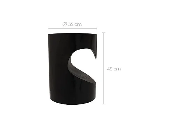 Table d'appoint noire en bois de suar D35 cm - Chowi