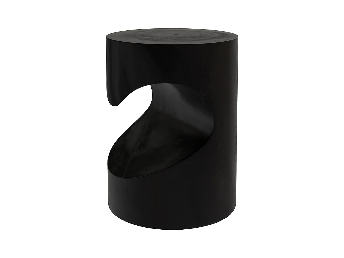 Tavolino nero in legno di suar D35 cm - Chowi