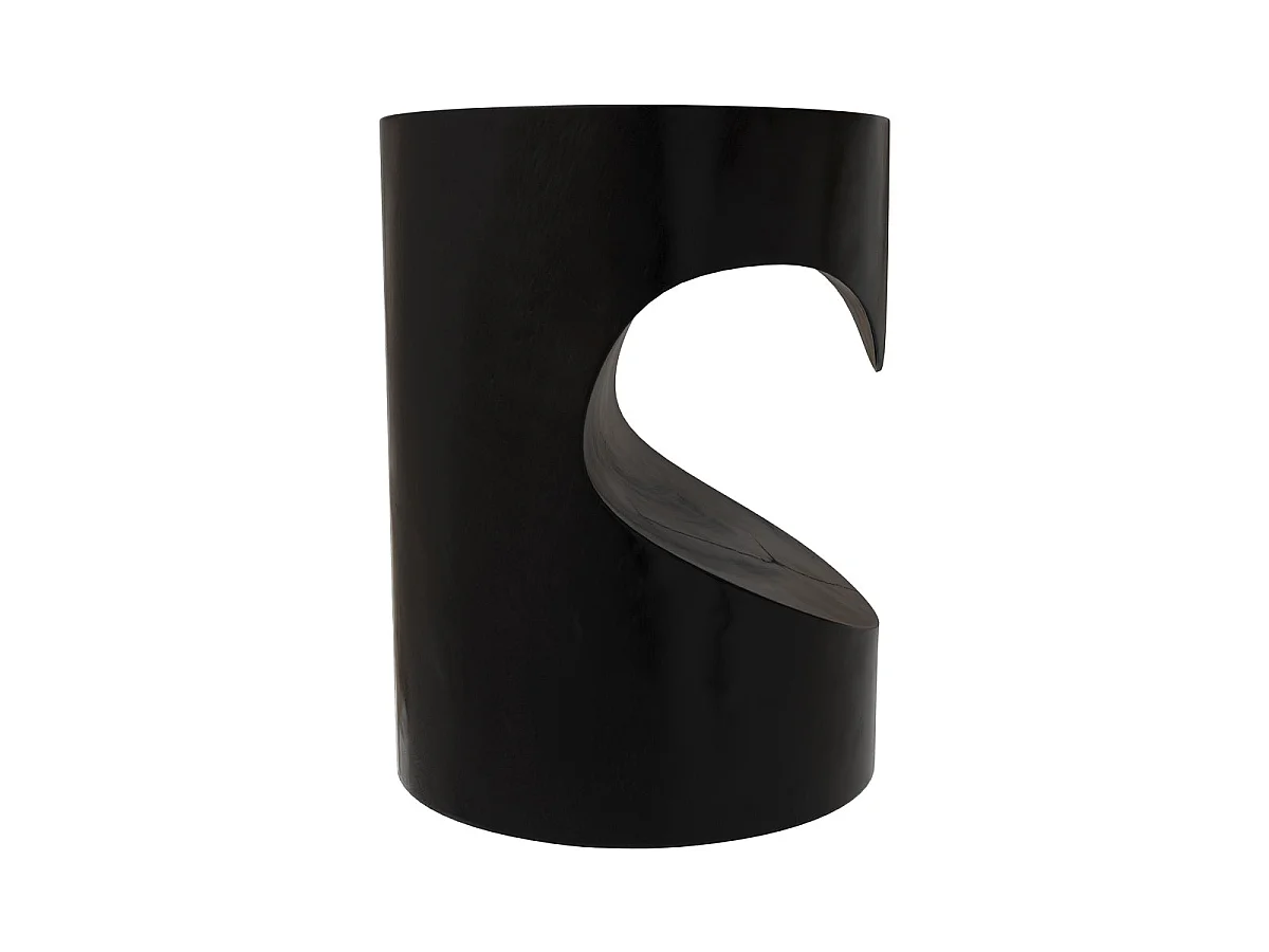 Tavolino nero in legno di suar D35 cm - Chowi