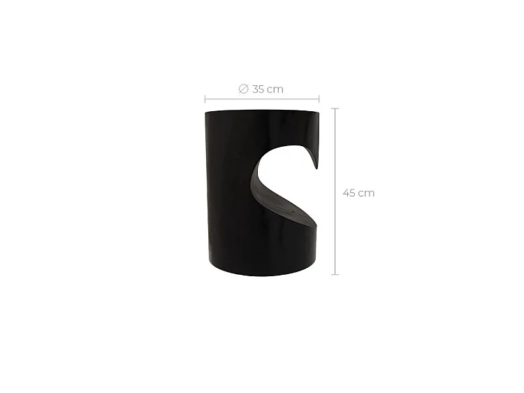 Tavolino nero in legno di suar D35 cm - Chowi