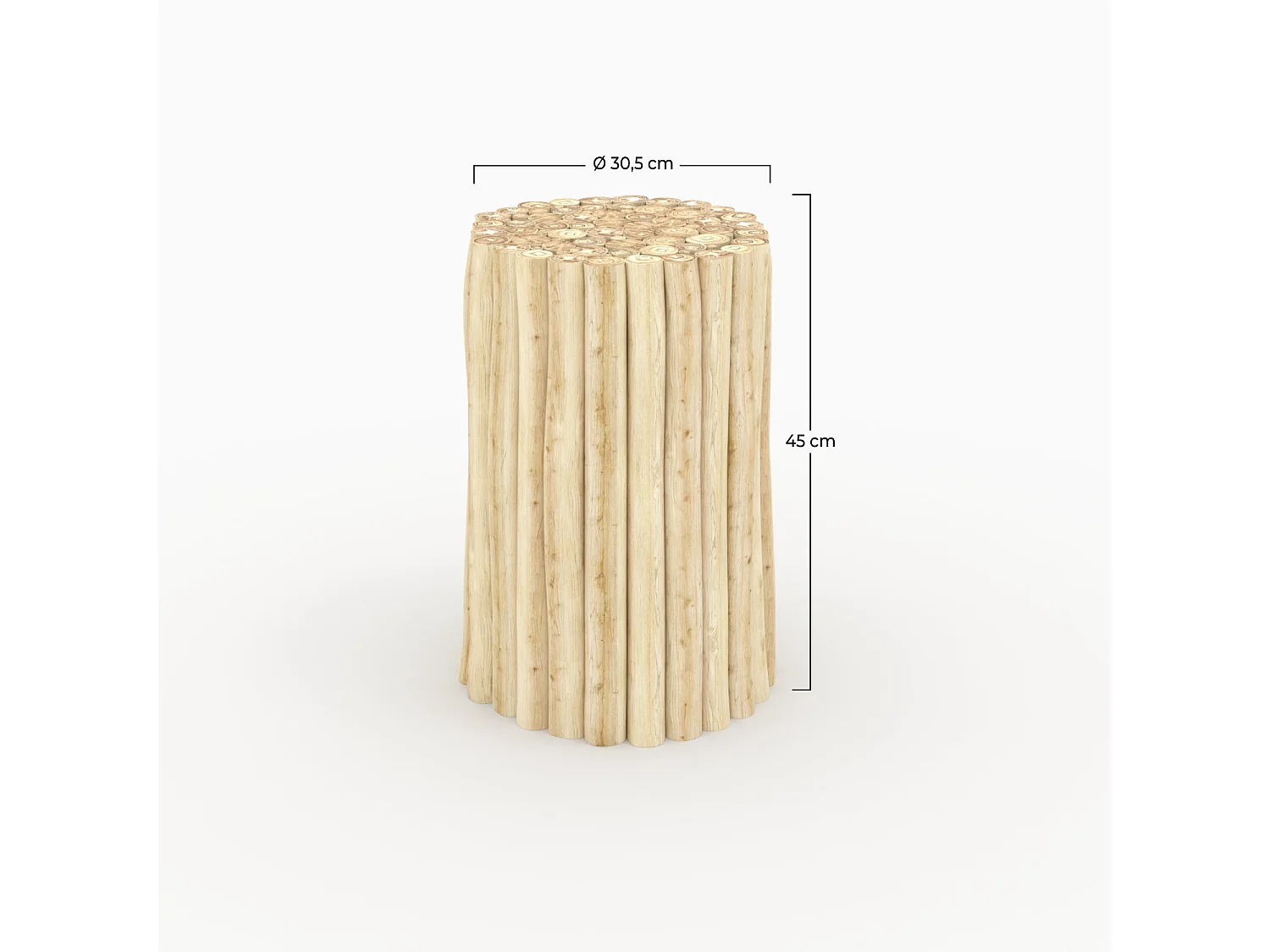 Table d'appoint de jardin ronde  en rondins de teck D30 cm - Imani