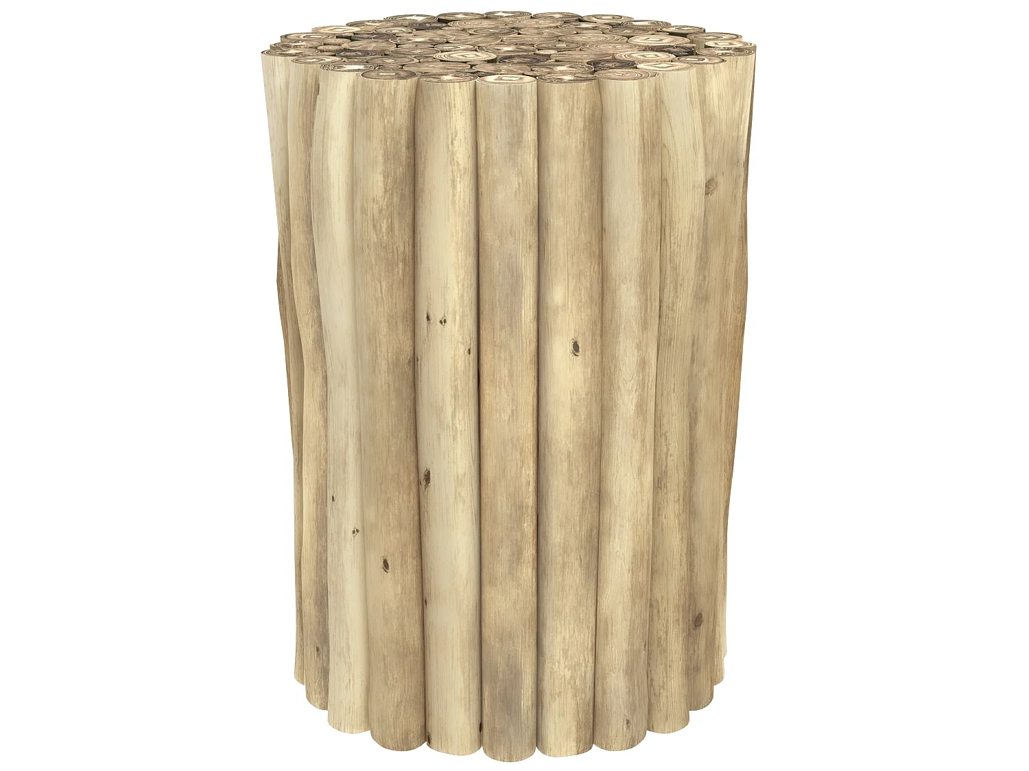 Mesa auxiliar de jardín redonda de 30cm en troncos de teca - Imani