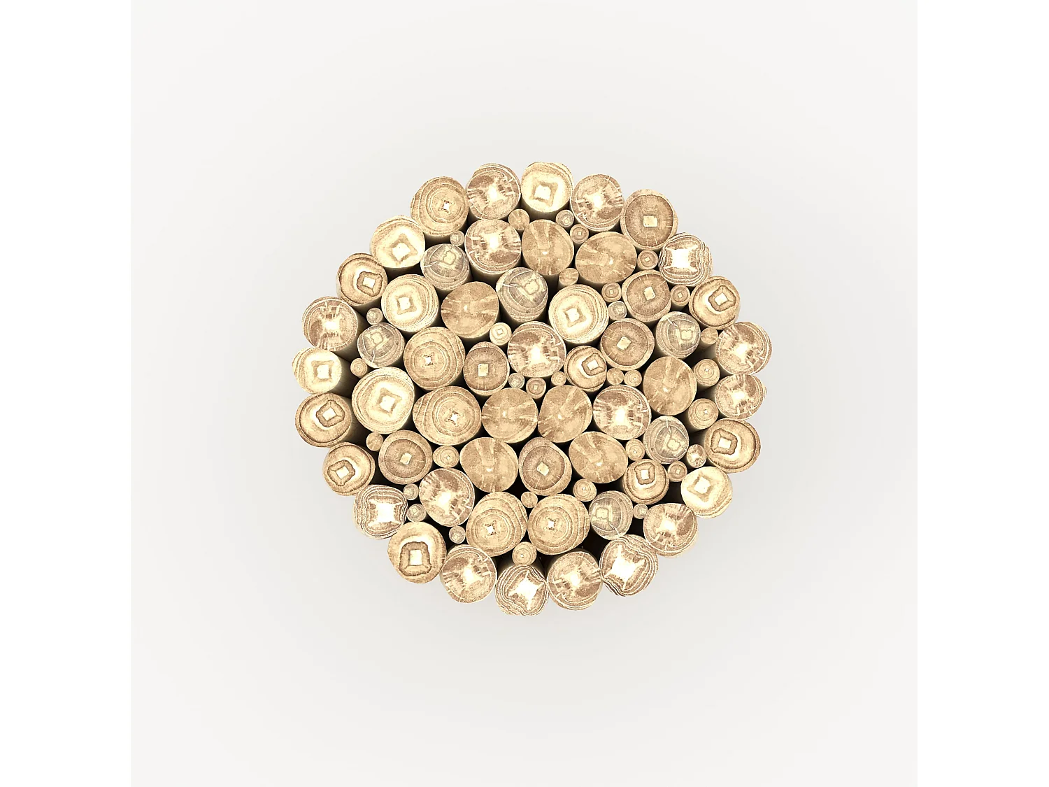 Mesa auxiliar de jardín redonda de 30cm en troncos de teca - Imani