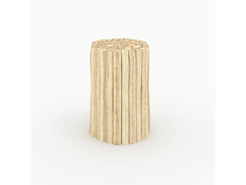 Tavolino da giardino rotondo in tronchi di teak 30 cm - Imani