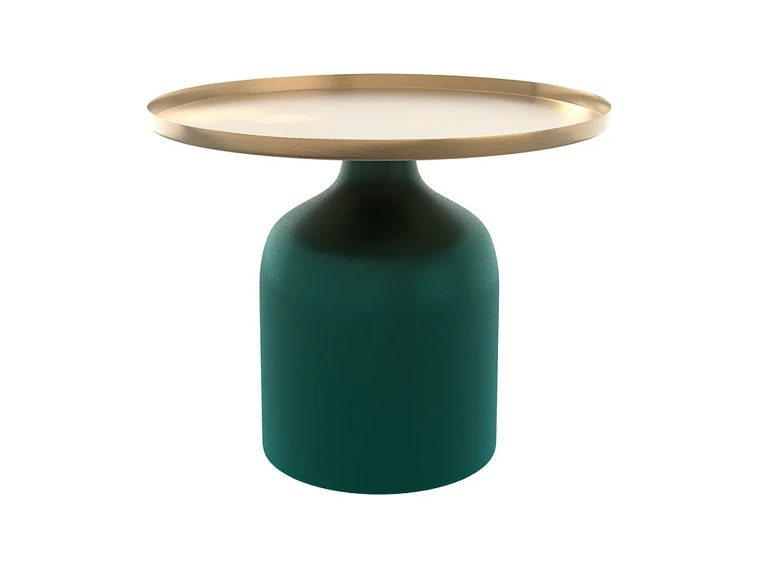 Table d'appoint ronde en métal vert et laiton D49 cm - Lyne