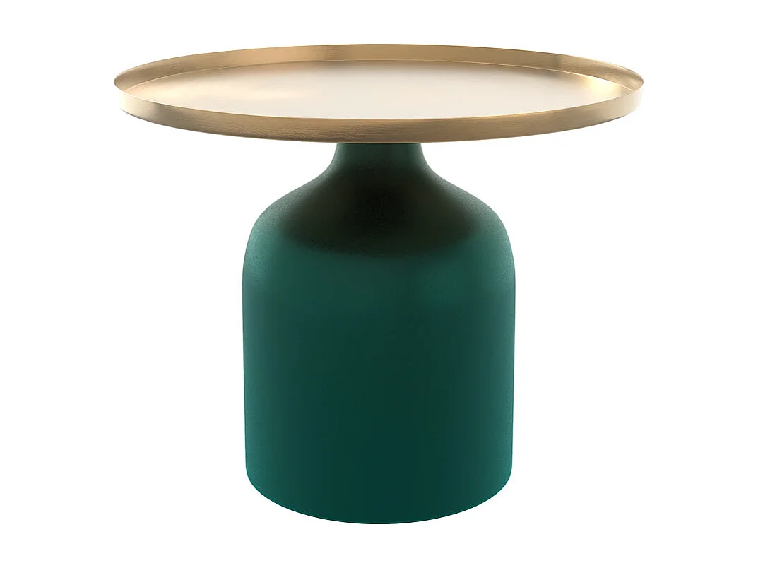 Tavolino rotondo in metallo verde e ottone D49 cm - Lyne