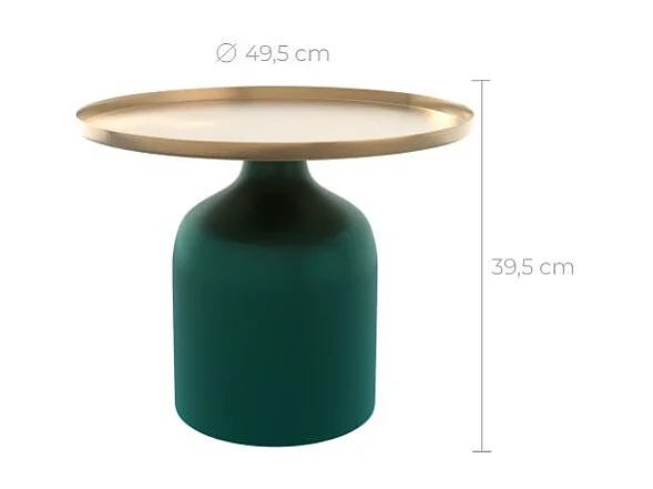 Tavolino rotondo in metallo verde e ottone D49 cm - Lyne