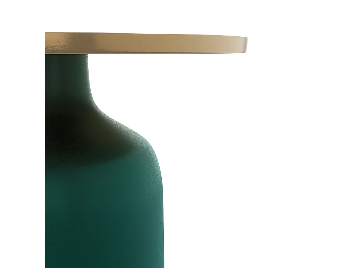 Tavolino rotondo in metallo verde e ottone D49 cm - Lyne