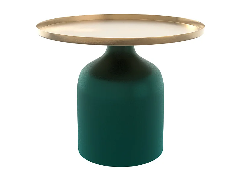 Tavolino rotondo in metallo verde e ottone D49 cm - Lyne