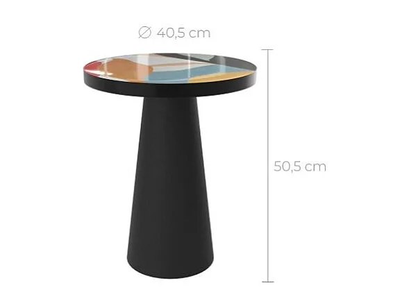Tavolino rotondo in metallo multicolore e nero D40,5 cm - Cheyenne