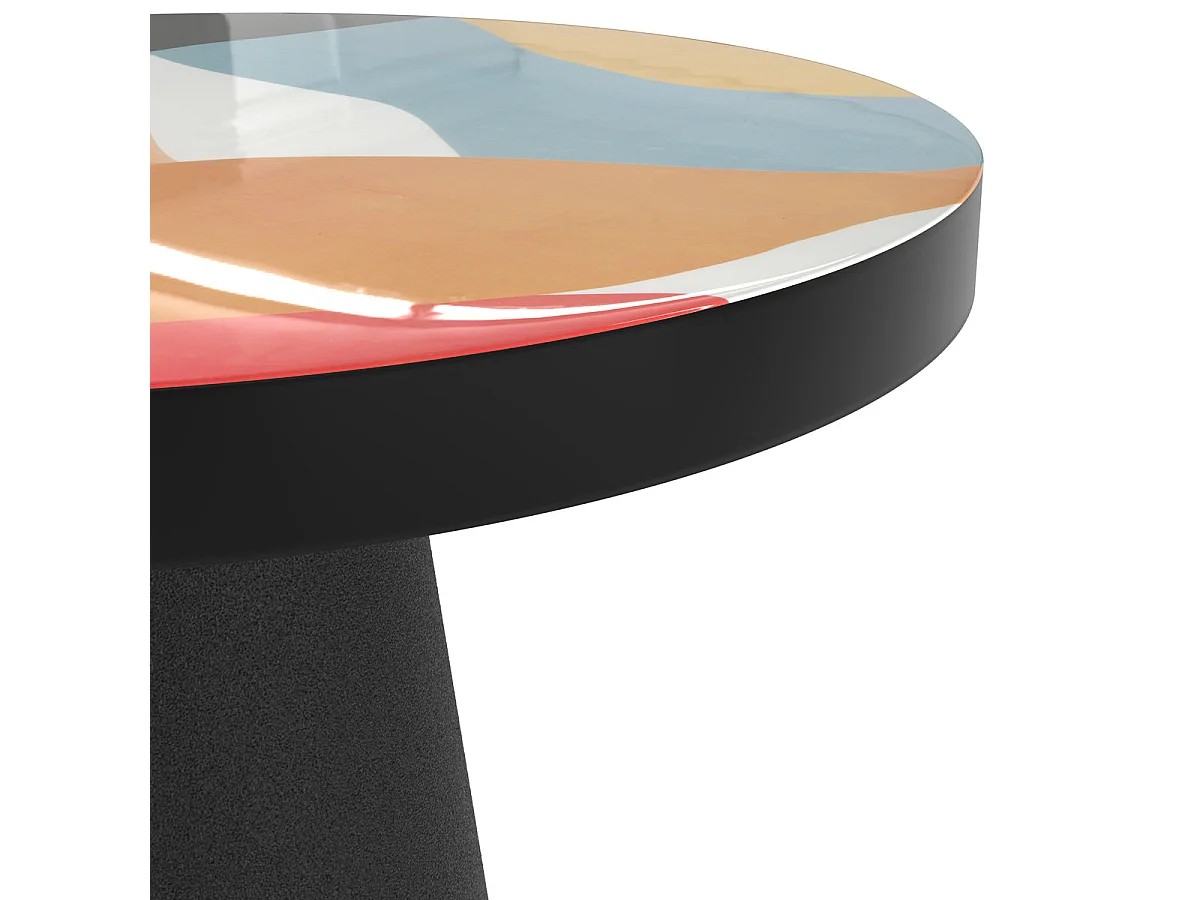 Tavolino rotondo in metallo multicolore e nero D40,5 cm - Cheyenne