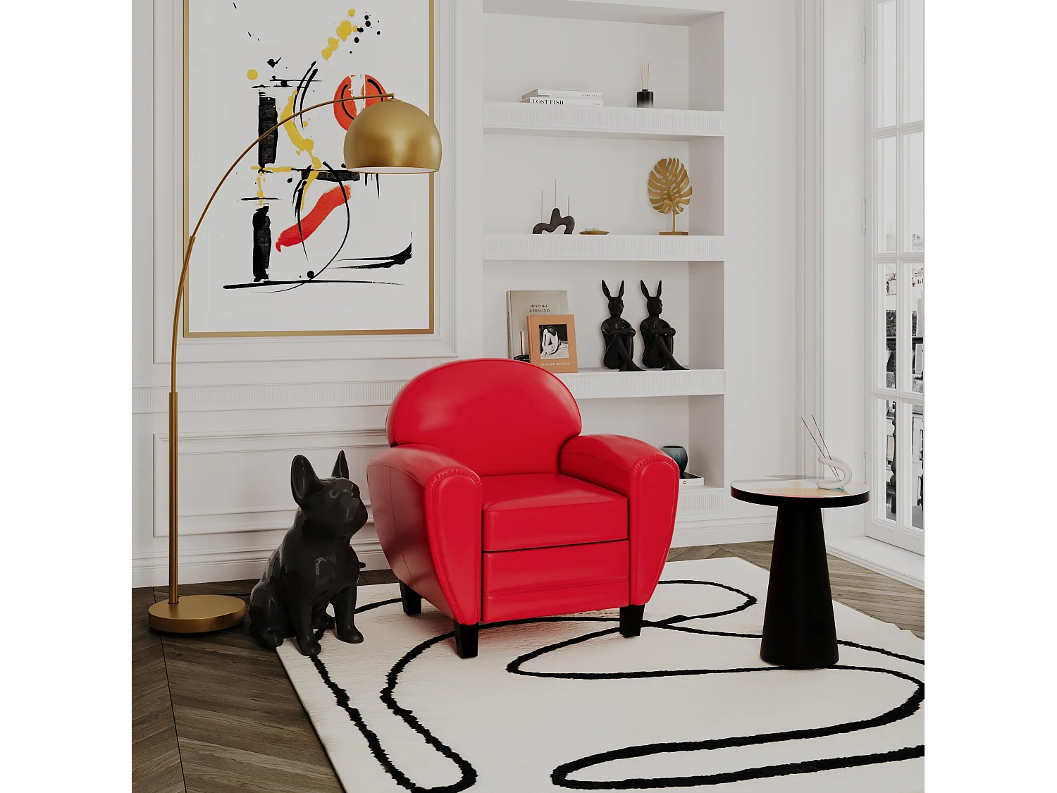 Tavolino rotondo in metal nero e multicolore D40,5 cm - Cheyenne