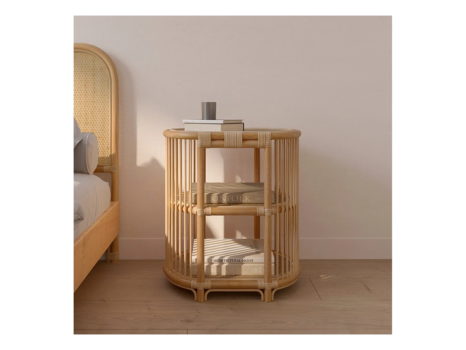 Table d'appoint 2 étagères en rotin naturel - Marthe