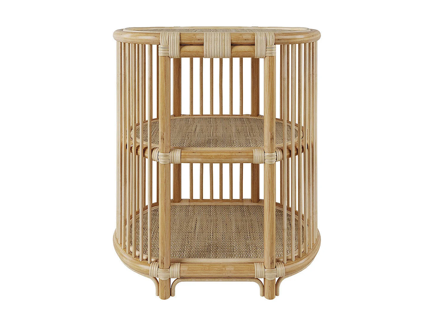 Mesa auxiliar de ratán natural con 2 estantes - Marthe