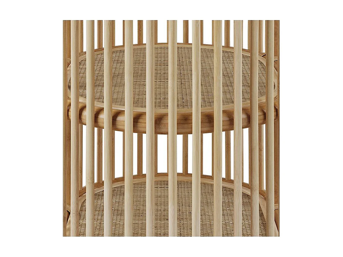 Mesa auxiliar de ratán natural con 2 estantes - Marthe