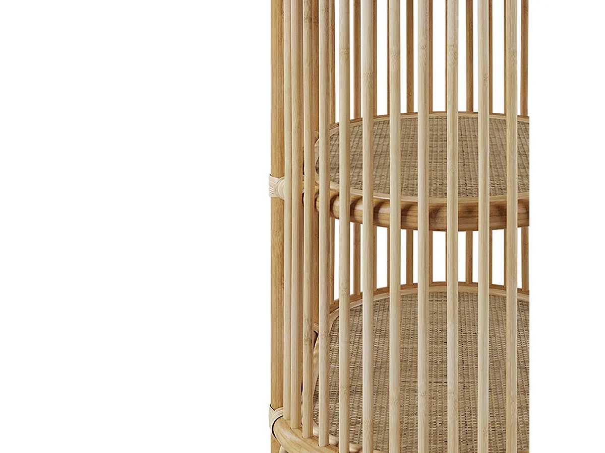 Mesa auxiliar de ratán natural con 2 estantes - Marthe