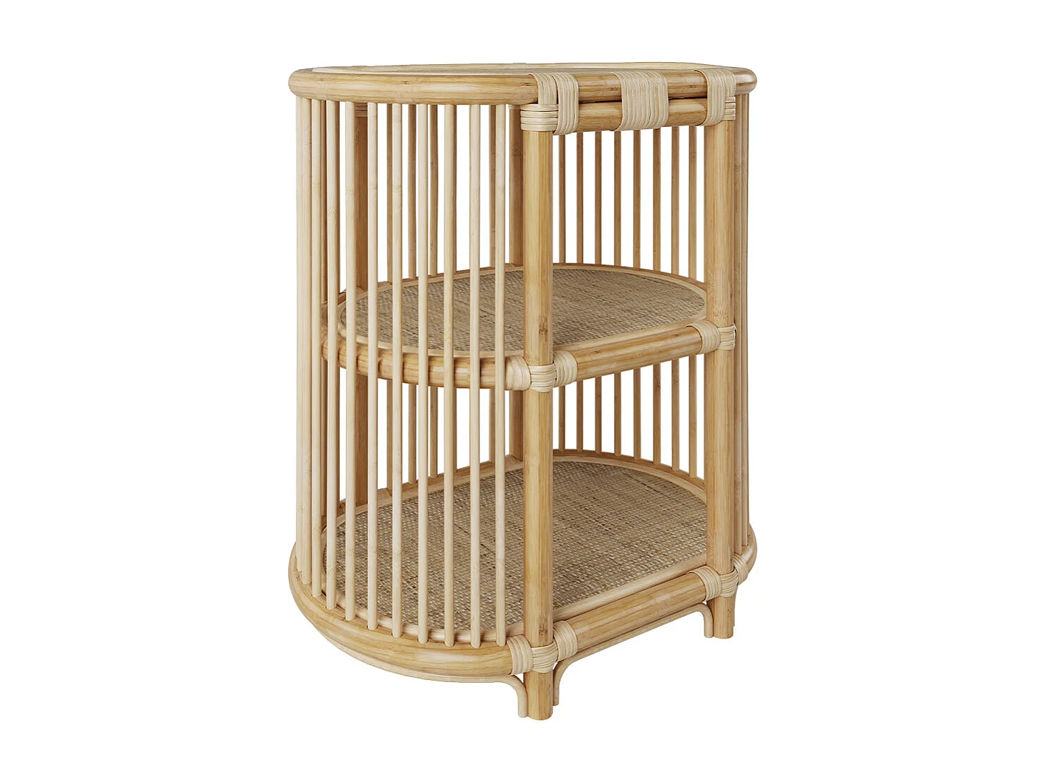 Mesa auxiliar de ratán natural con 2 estantes - Marthe