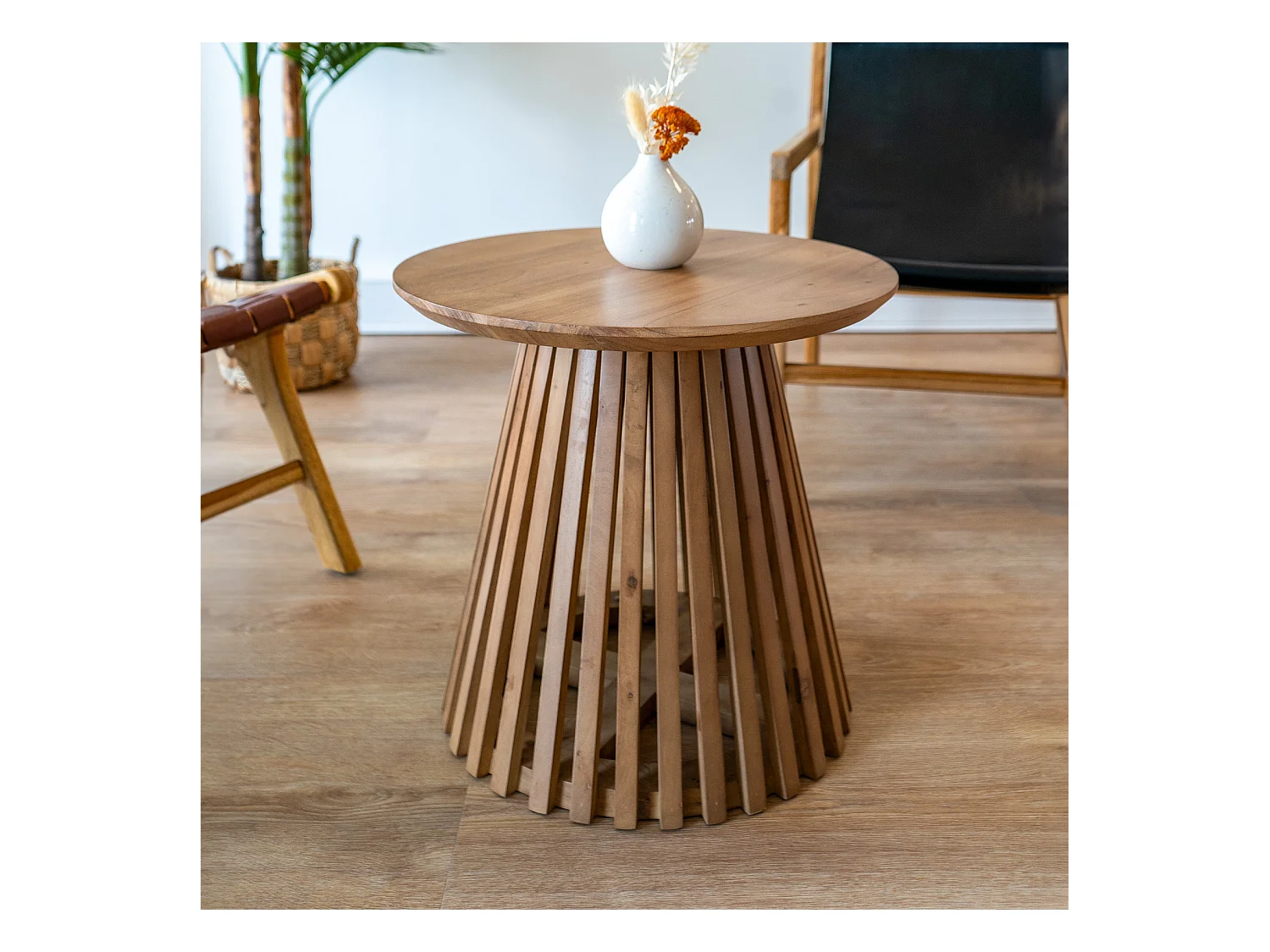 Table d'appoint ronde bois clair en bois d'acacia D50 cm - Képès