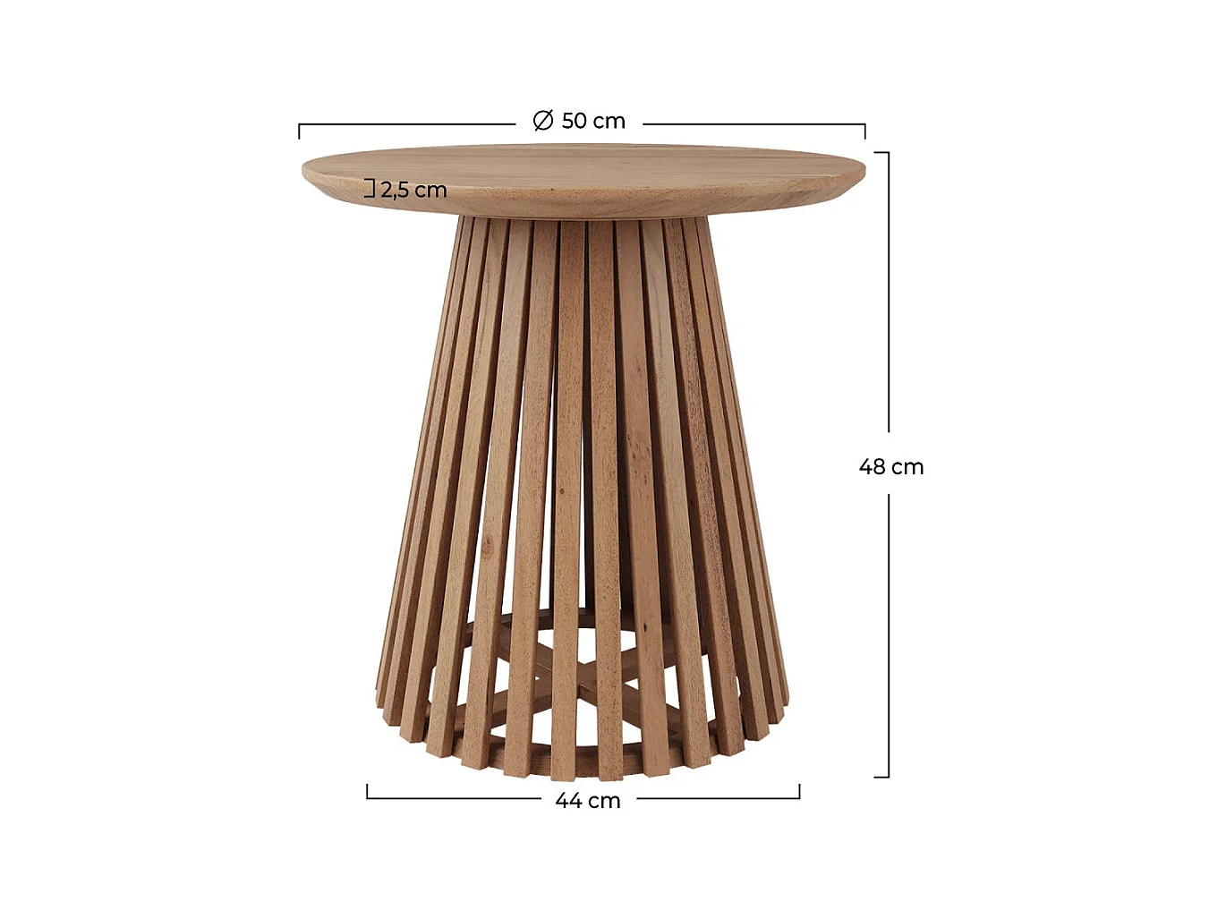 Table d'appoint ronde bois clair en bois d'acacia D50 cm - Képès