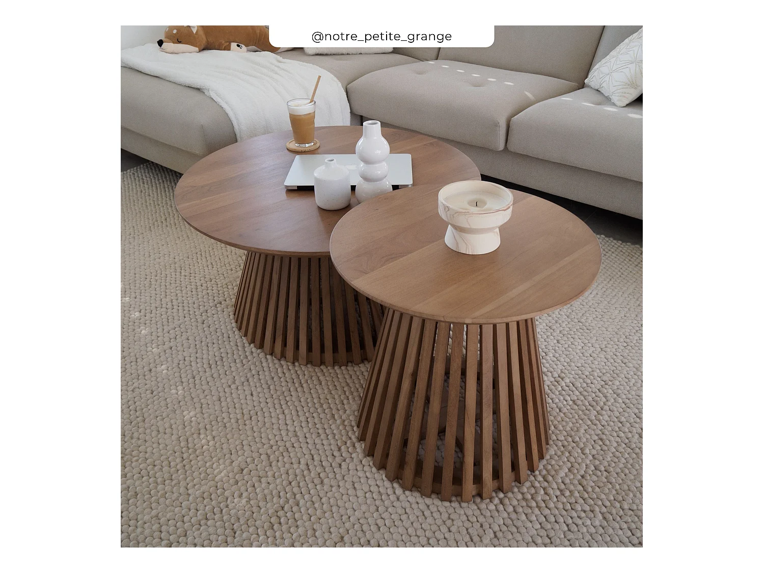 Table d'appoint ronde bois clair en bois d'acacia D50 cm - Képès