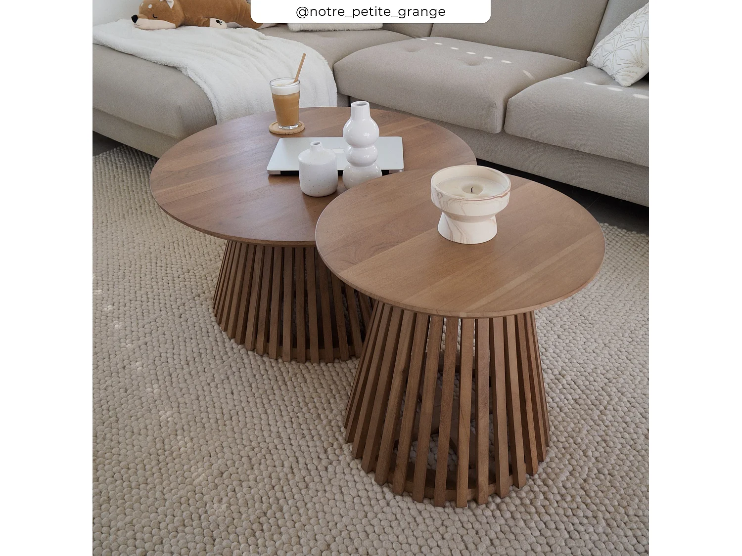 Tavolino rotondo in legno di acacia 50 cm - Képès