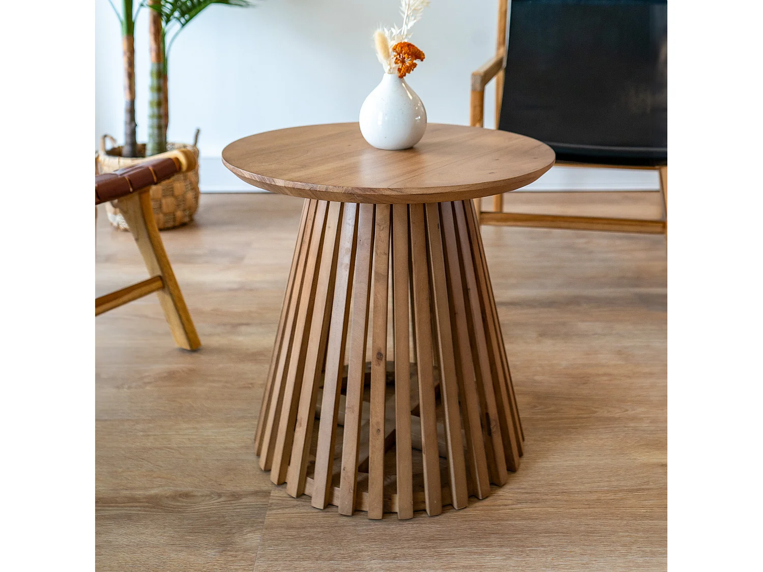 Mesa auxiliar redonda ÿ50 cm en madera de acacia - Képès
