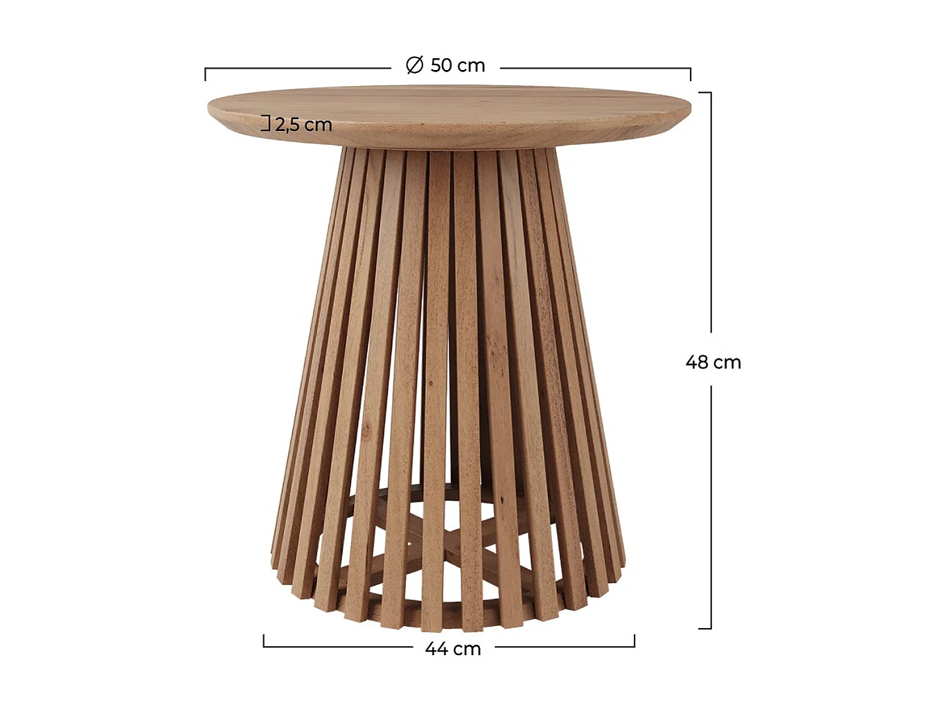 Mesa auxiliar redonda ÿ50 cm en madera de acacia - Képès