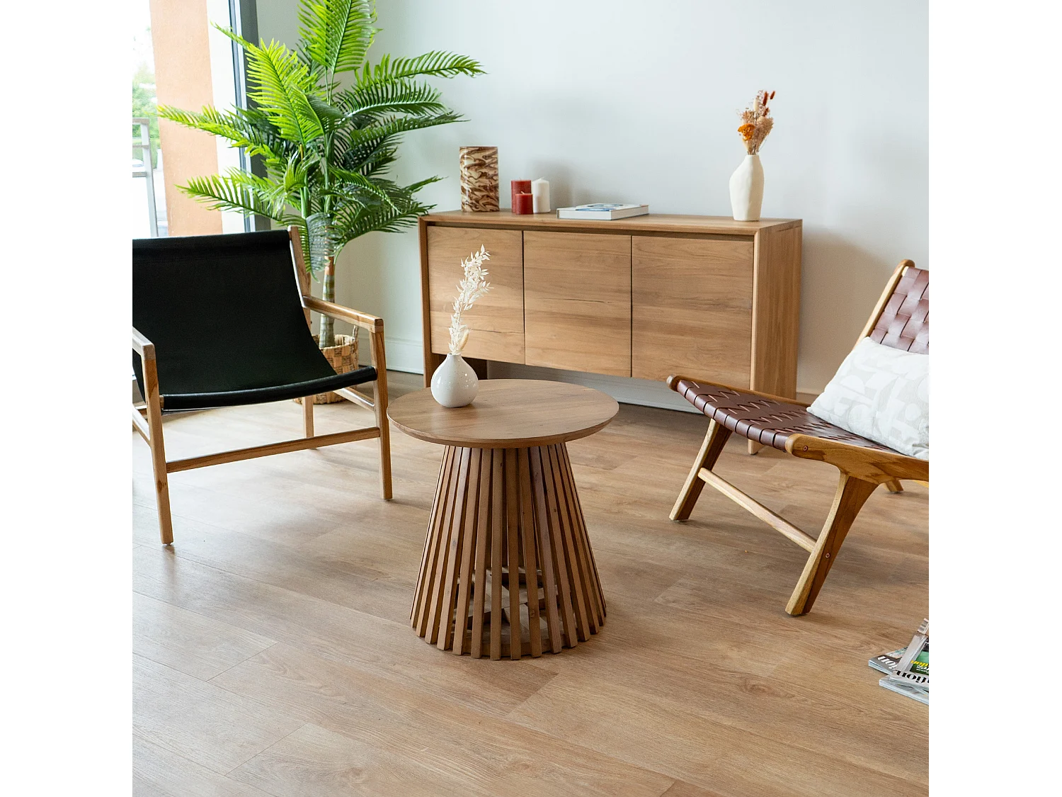 Mesa auxiliar redonda ÿ50 cm en madera de acacia - Képès