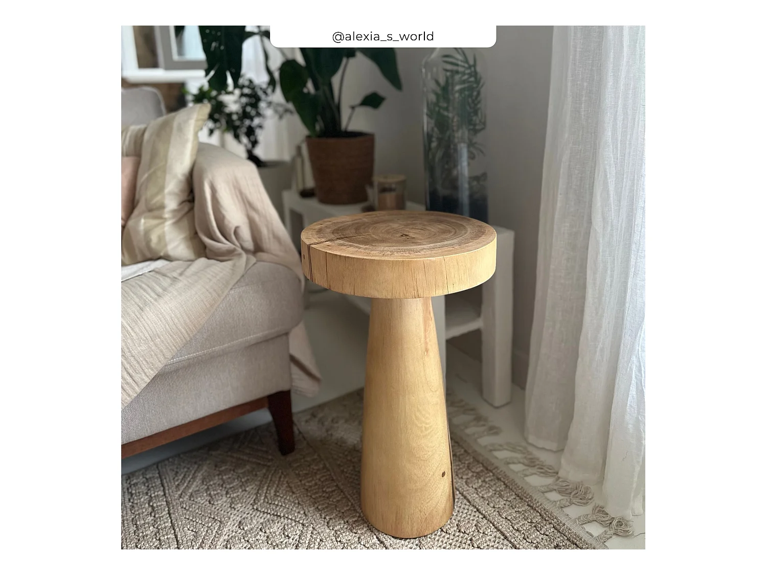 Tavolino rotondo in legno di suar D35 cm - Janah