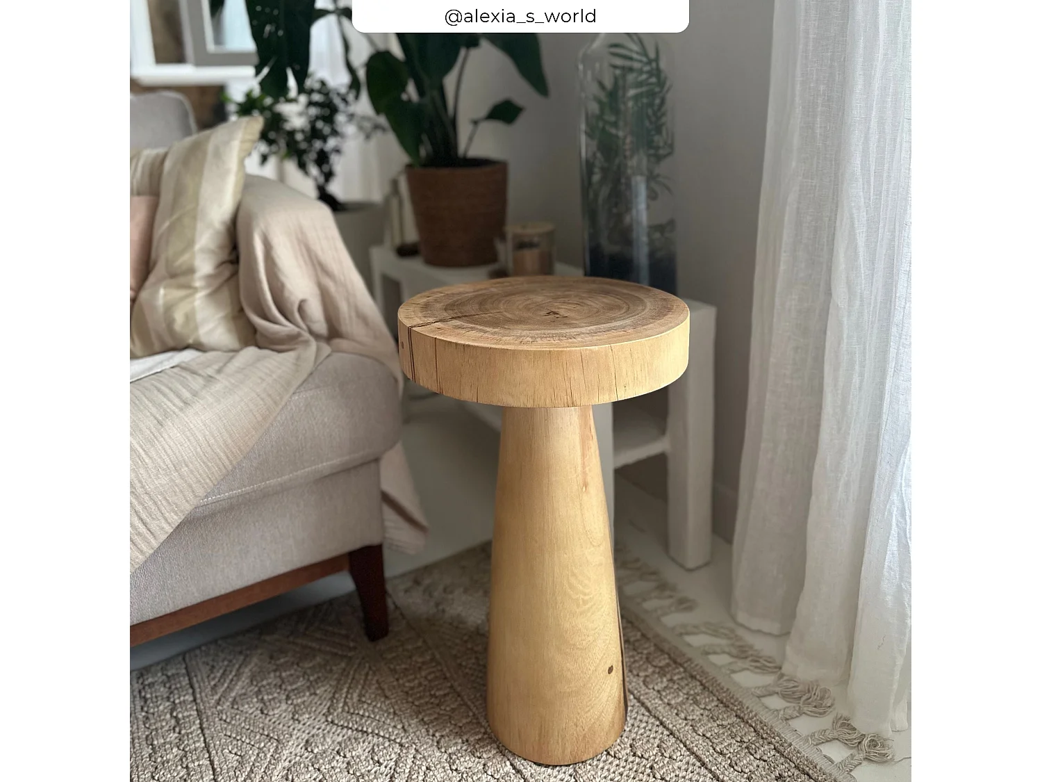 Tavolino rotondo in legno di suar D35 cm - Janah