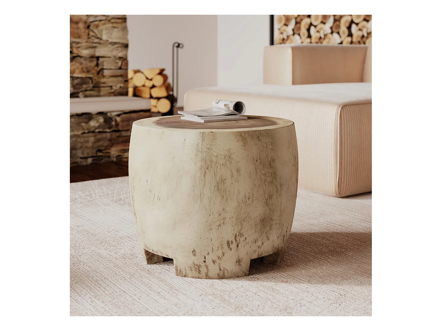 Tavolino rotondo in legno di suar D50cm - Toha