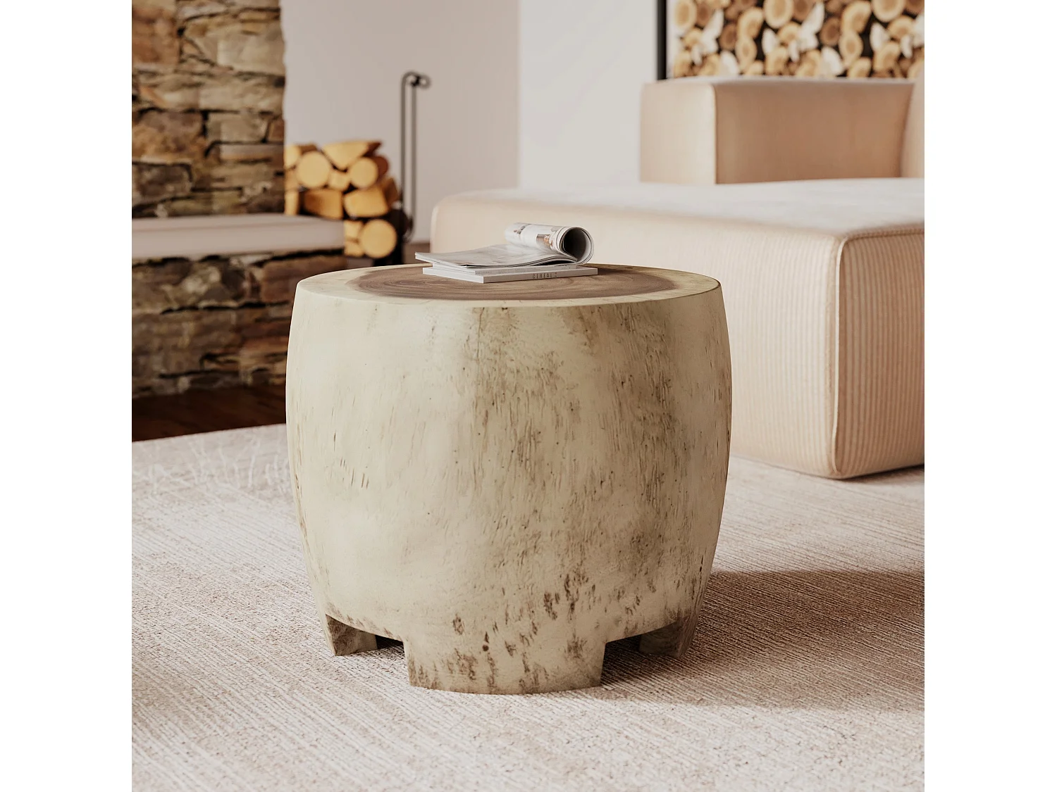 Table d'appoint ronde en bois de suar D50 cm - Toha