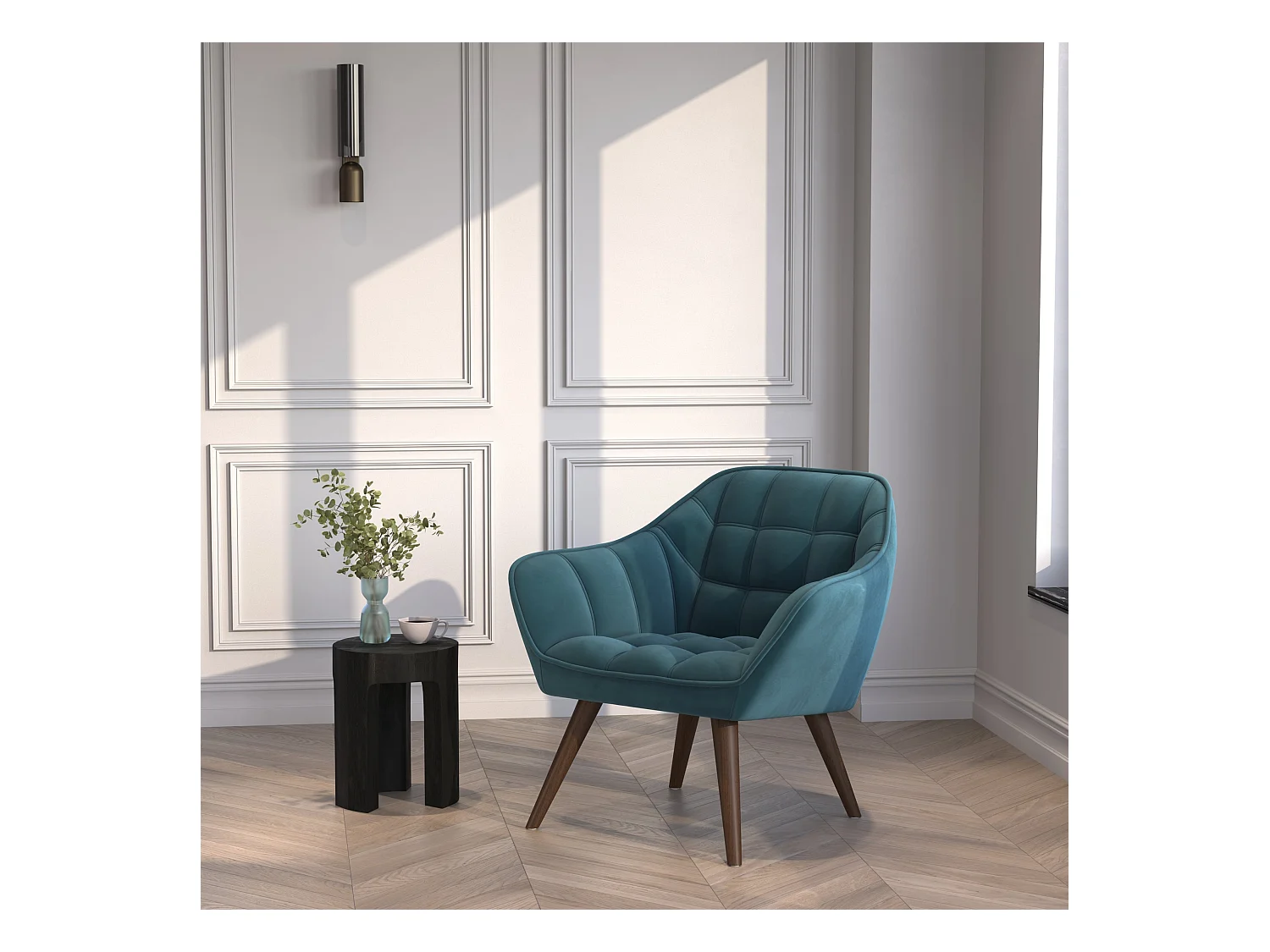 Table d'appoint noire en bois de suar D30 cm - Sonda