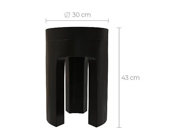 Table d'appoint noire en bois de suar D30 cm - Sonda