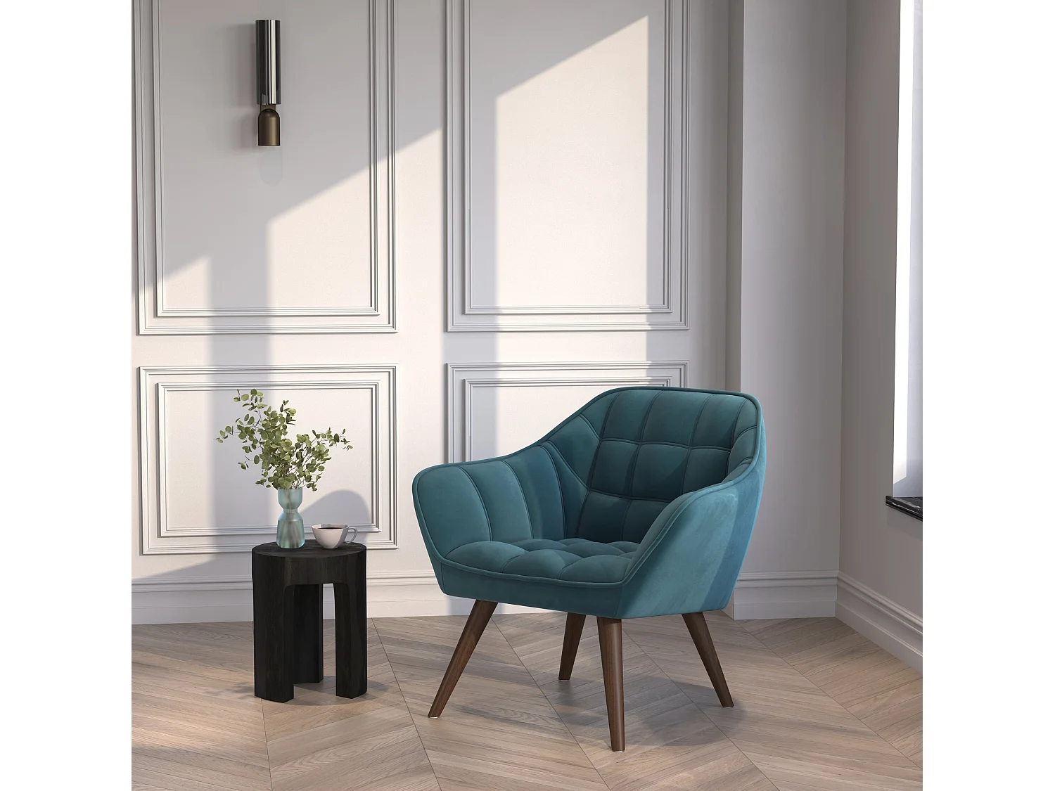 Table d'appoint noire en bois de suar D30 cm - Sonda