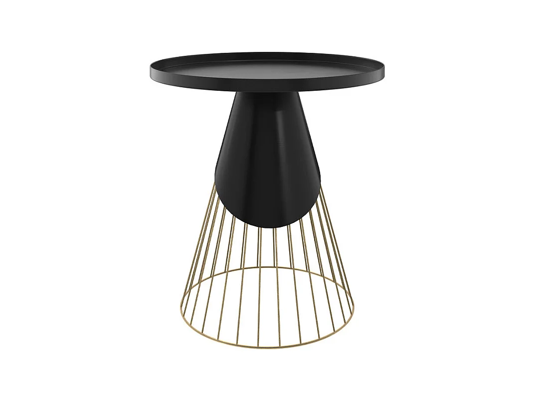 Mesa auxiliar redonda de metal negro y latón D45 cm - Corry