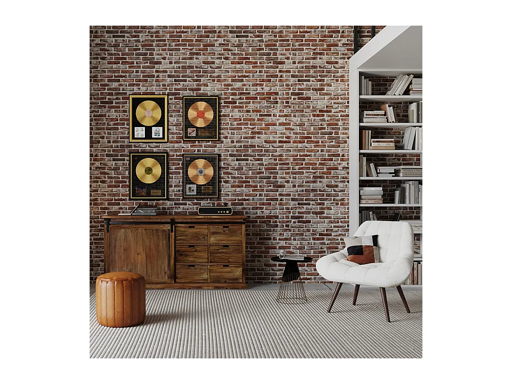 Mesa auxiliar redonda de metal negro y latón D45 cm - Corry