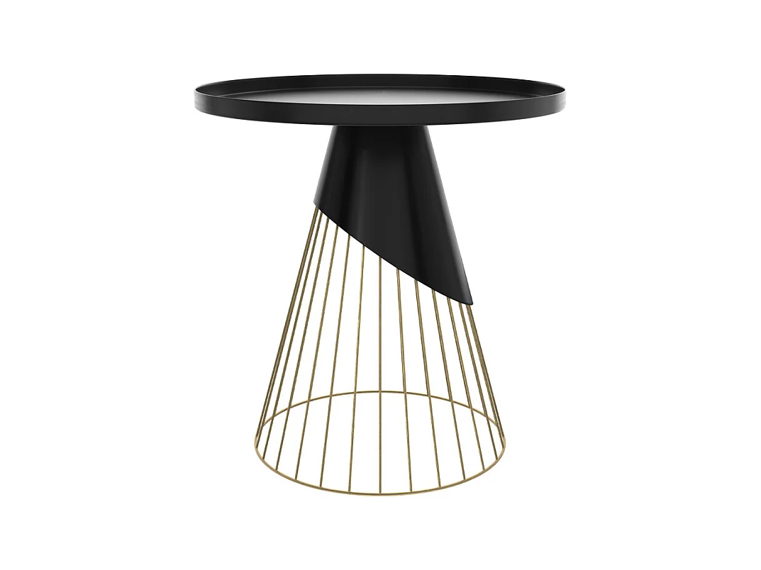 Table d'appoint ronde en métal noir et laiton D45 cm - Corry