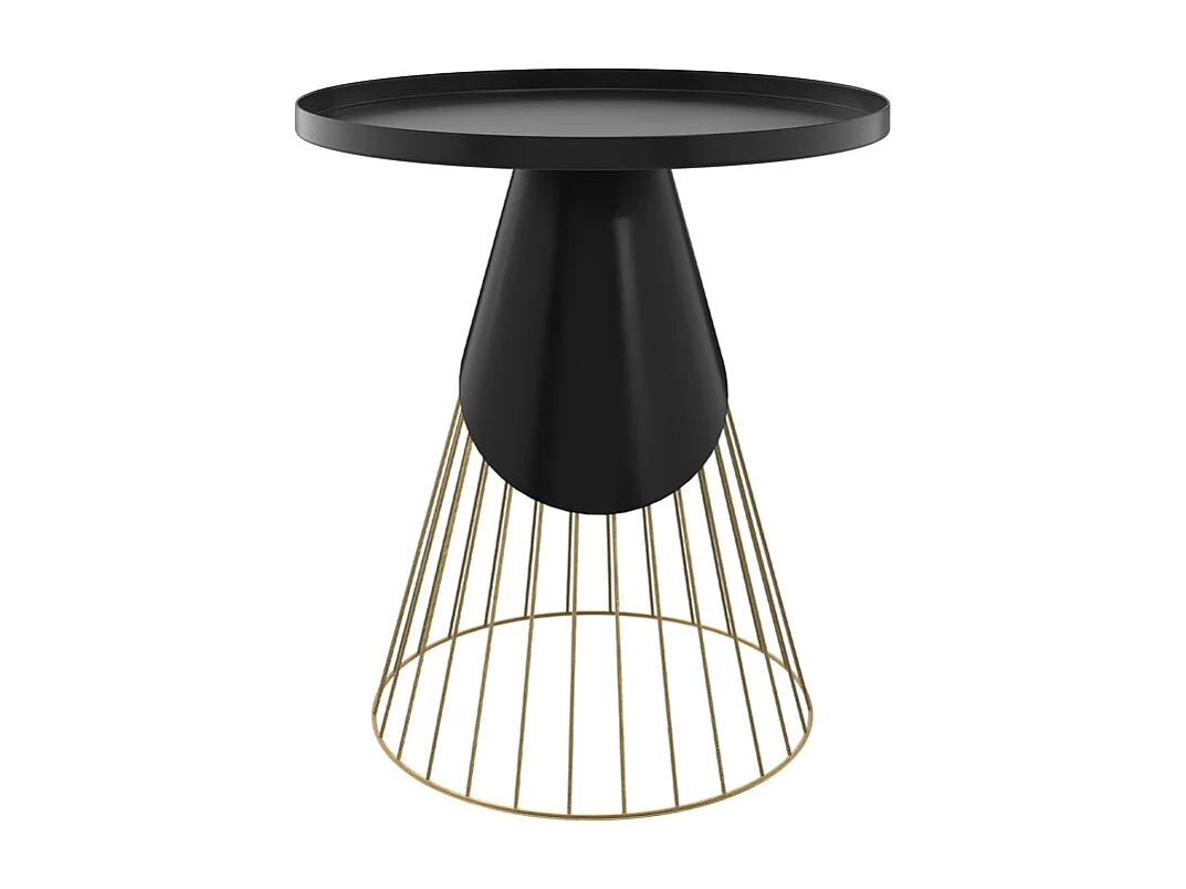 Mesa auxiliar redonda de metal negro y latón D45 cm - Corry