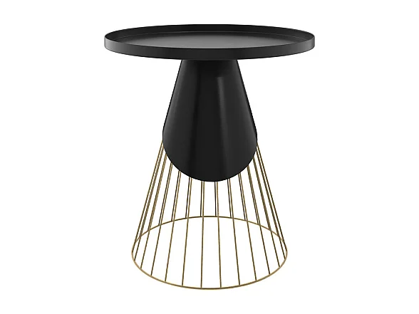 Mesa auxiliar redonda de metal negro y latón D45 cm - Corry