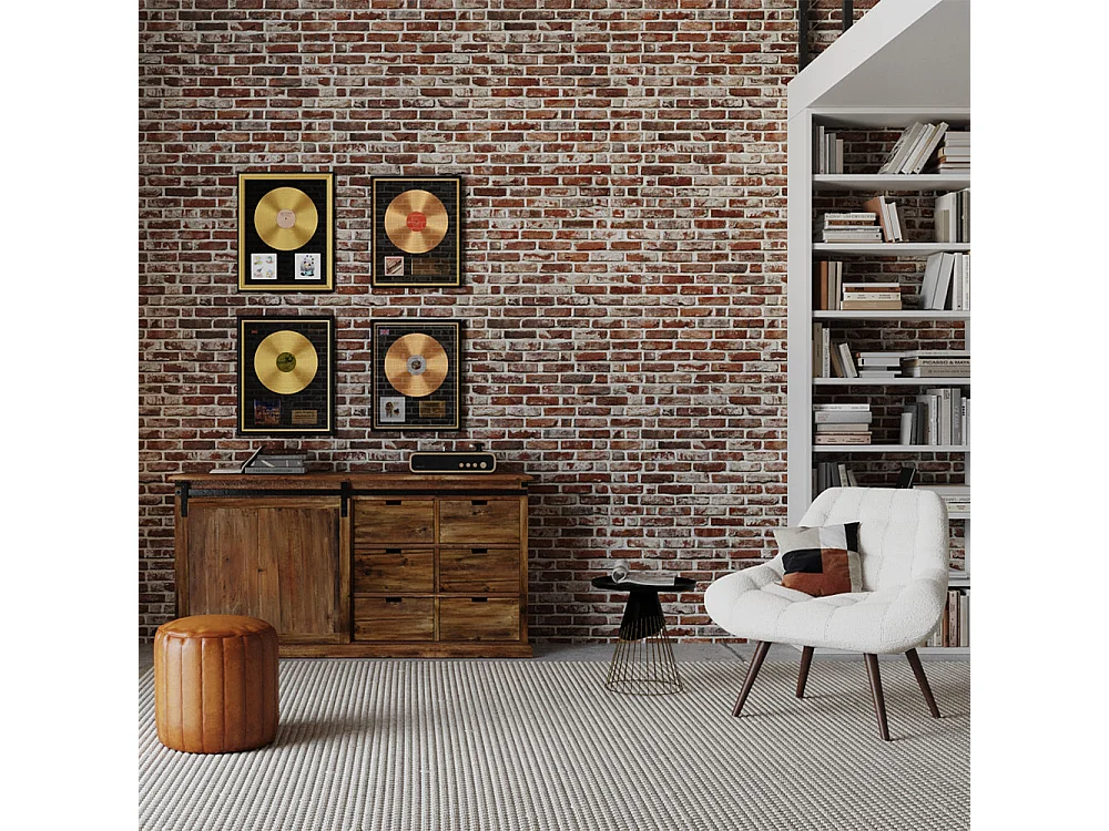 Mesa auxiliar redonda de metal negro y latón D45 cm - Corry