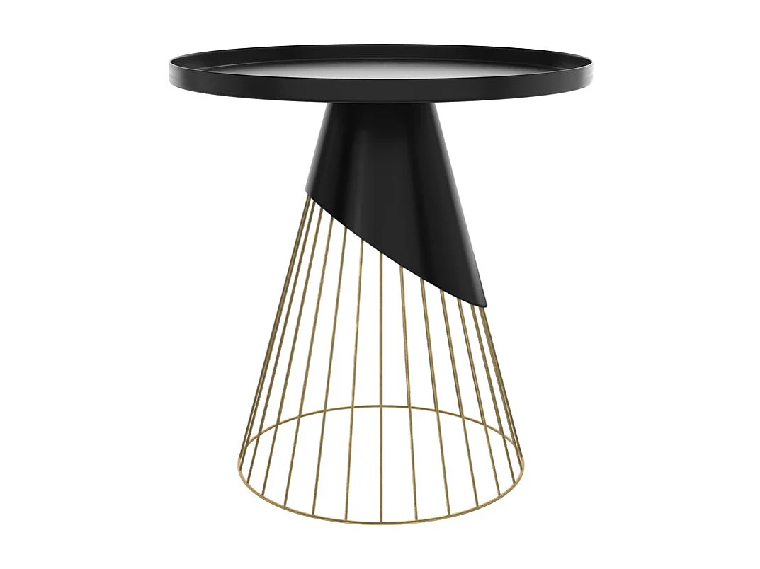 Tavolino rotondo in metallo nero e ottone D45 cm - Corry