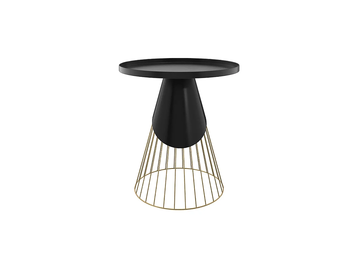 Tavolino rotondo in metallo nero e ottone D45 cm - Corry