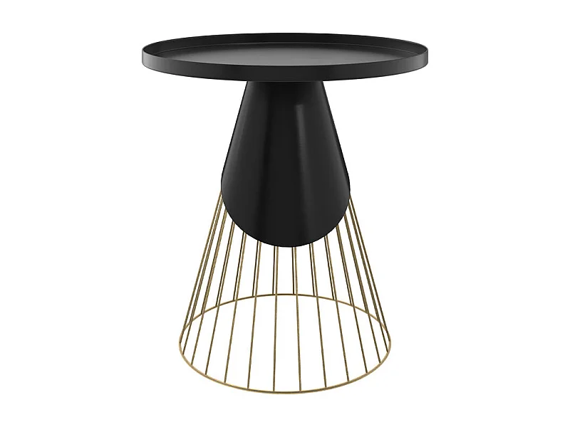 Mesa auxiliar redonda de metal negro y latón D45 cm - Corry