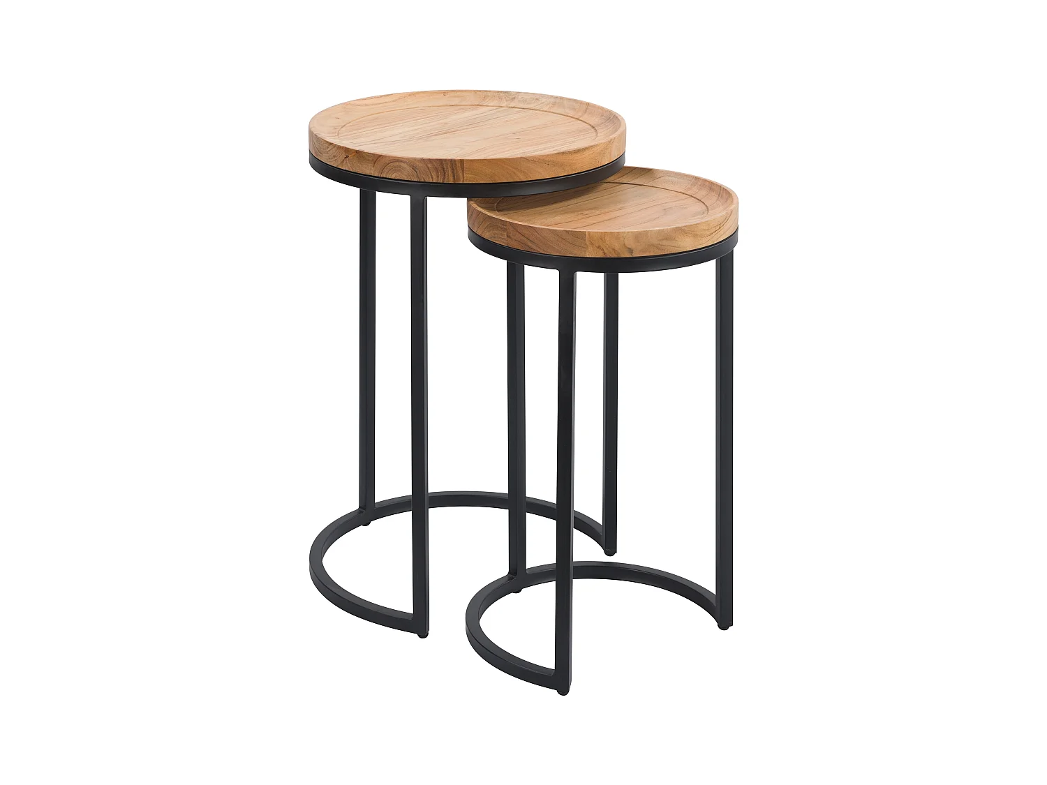 Table d'appoint ronde en bois et métal (lot de 2) - Yaca